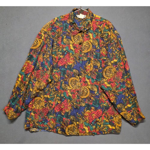 Vtg 80s ferrare silk - silk, shirt